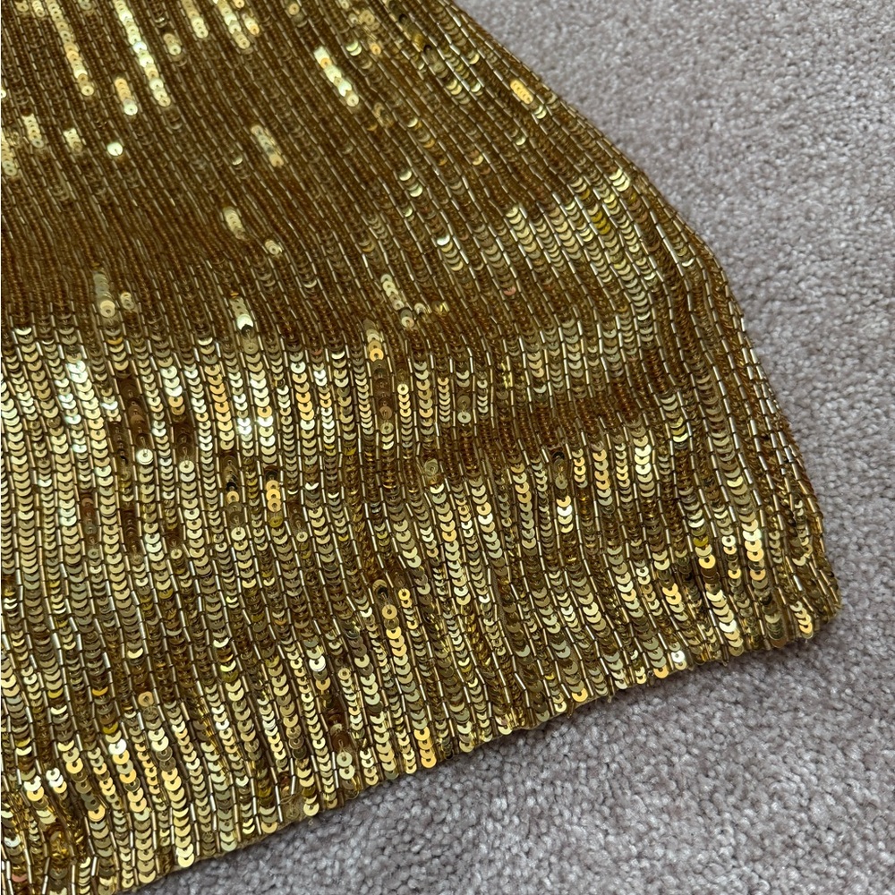 Retrofete Stacey Gold Sequin Beaded Long Sleeve Mini Dress - size S - Gorgeous - Picture 16 of 16